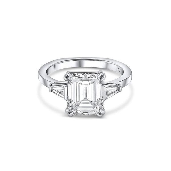 Platinum 3.02ct Emerald Cut Diamond Ring, GIA Certified