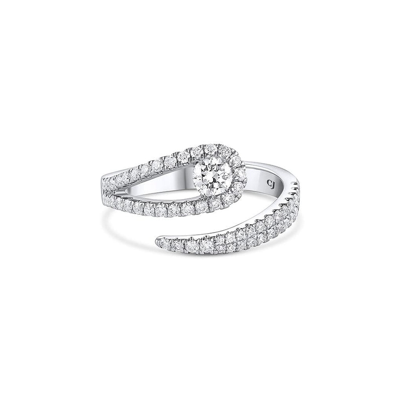 18k White Gold 0.77ctw Diamond Swirl Loop Ring