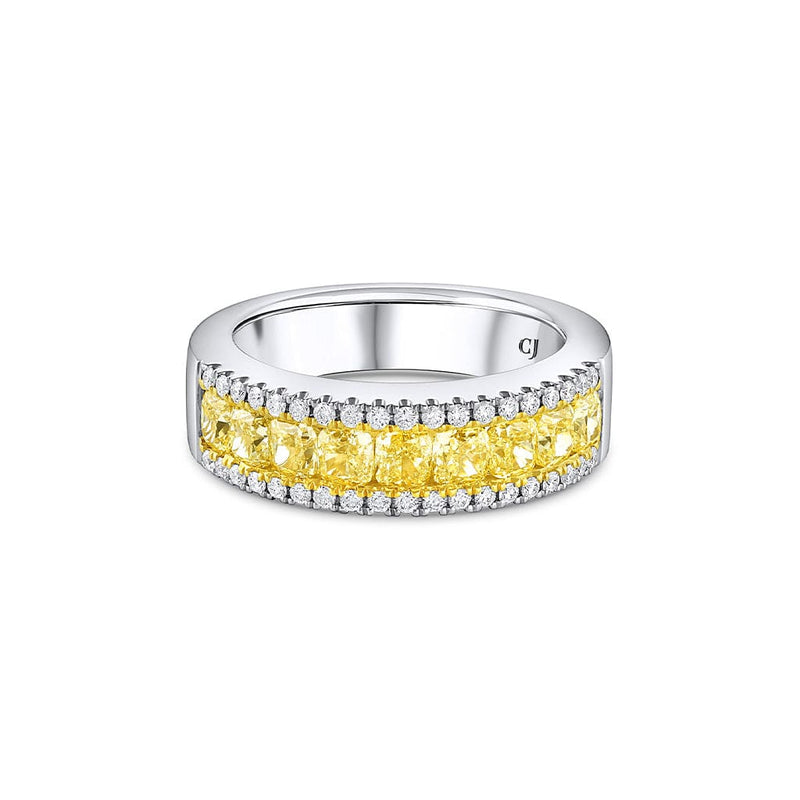 18k White Gold 1.64ctw Yellow Diamond and White Diamond Ring
