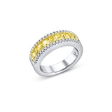 18k White Gold 1.64ctw Yellow Diamond and White Diamond Ring