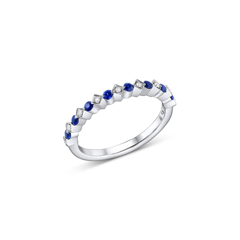 18k White Gold 0.26ctw Blue Sapphire and Diamond Band