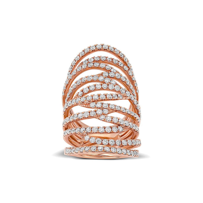 18k Rose Gold 3.01ctw Pave Diamond Long Lace Ring