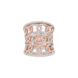 18K Rose Gold 1.85ctw Diamond Wide 3 Row Chain Ring