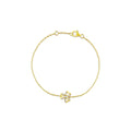 18k Yellow Gold Diamond Three Leaf Flower Chain Bracelet