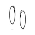 18K BLACK RHODIUM DIAMOND HOOP EARRINGS