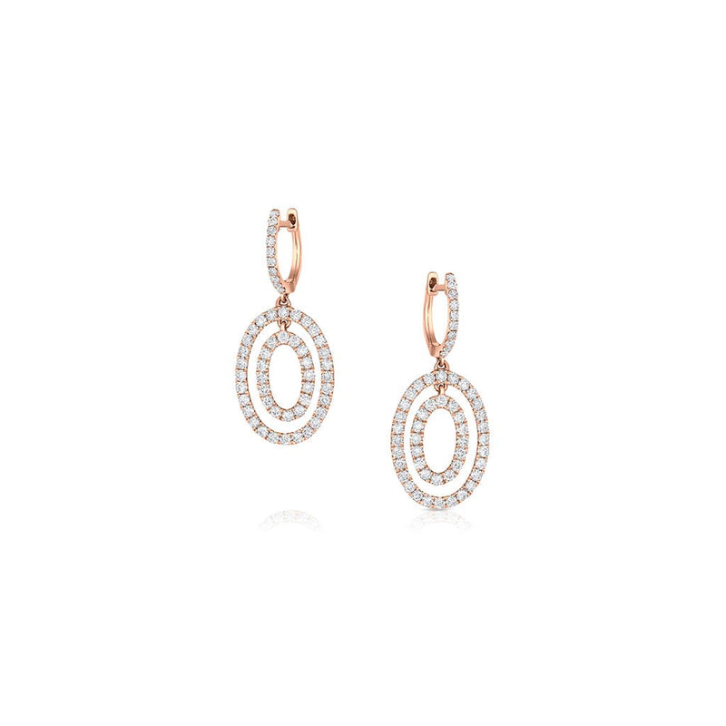 ODELIA 18KT ROSE GOLD DIAMOND DOUBLE OVAL SNAP EARRINGS