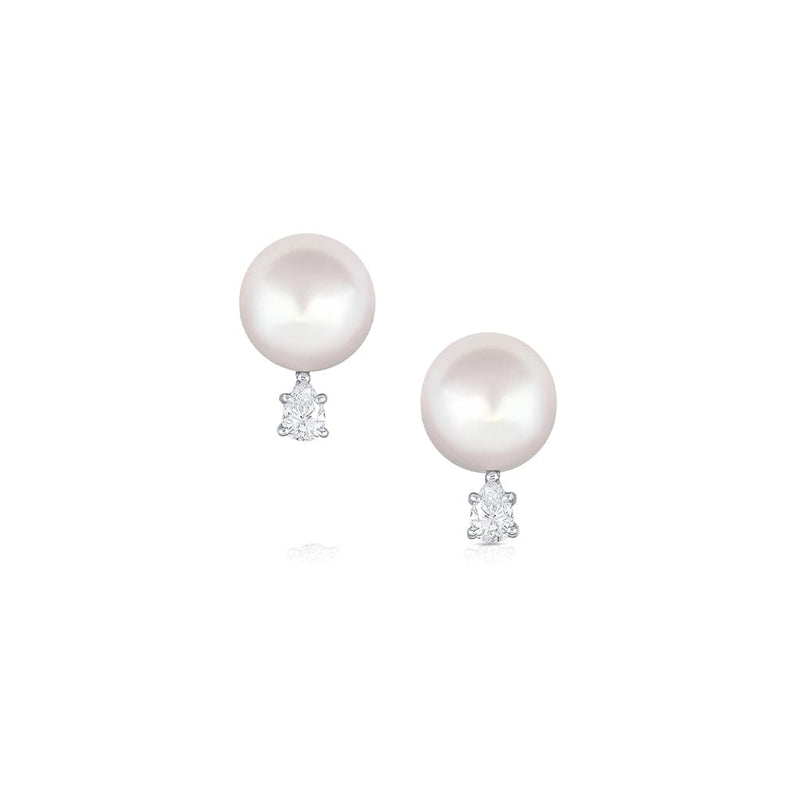 PLATINUM WHITE SOUTH SEA PEARL AND DIAMOND EARRINGS