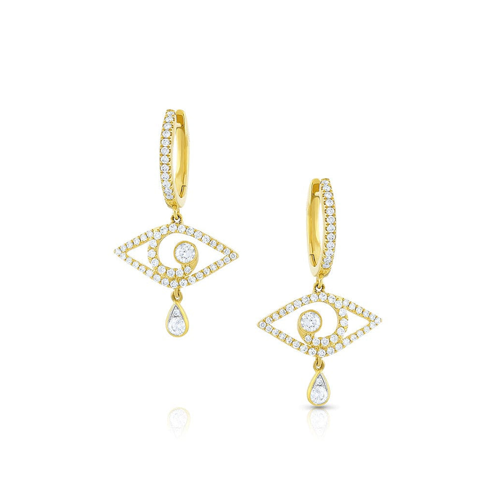 18K Yellow Gold Diamond Chandelier Evil Eye Drop Earrings – CJ