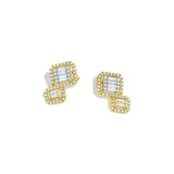 18k Yellow Gold 0.73ctw Diamond Staggered Squared Earrings