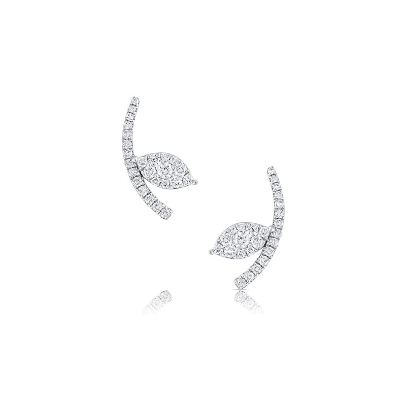 18k White Gold 0.35ctw Diamond Flower Climber Stud Earrings