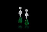 18k White Gold 14.04ctw Colombian Emerald Diamond Drop Earrings, Gubelin Certified