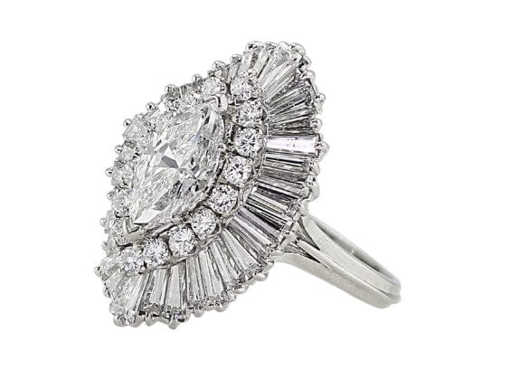 Estate 2ct Marquise Diamond Ballerina Ring, GIA-certified