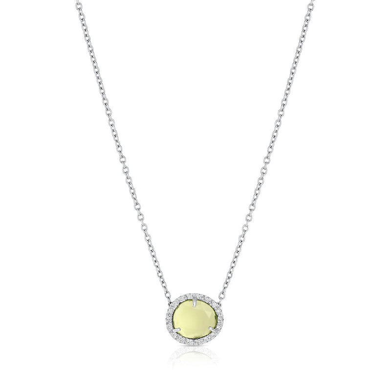 POMELLATO 18K WHITE GOLD DIAMOND PERIDOT COLPO DI FULMINE NECKLACE