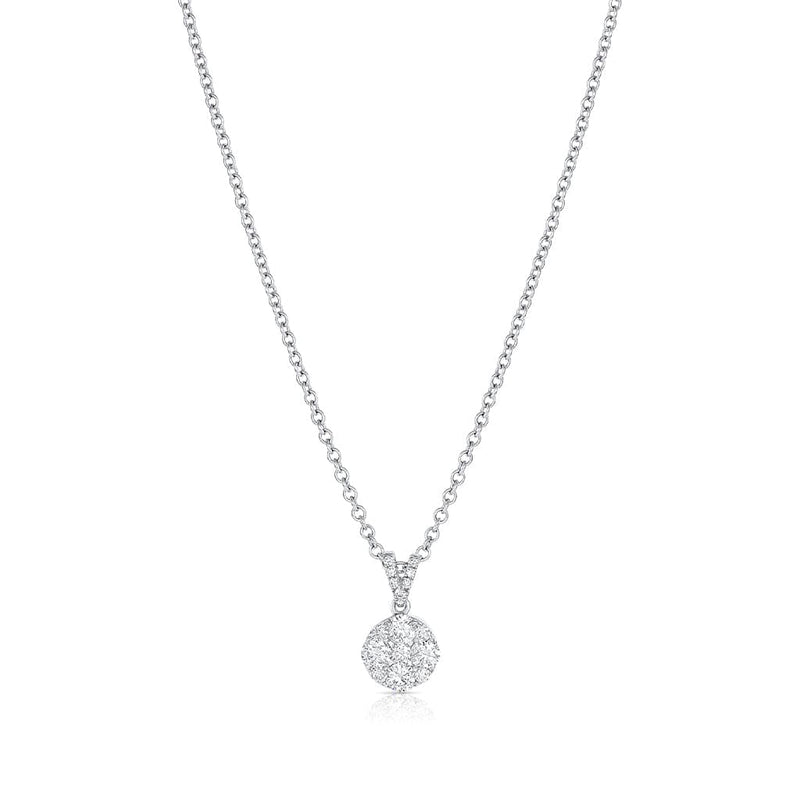18K WHITE GOLD DIAMOND ROUND PENDANT