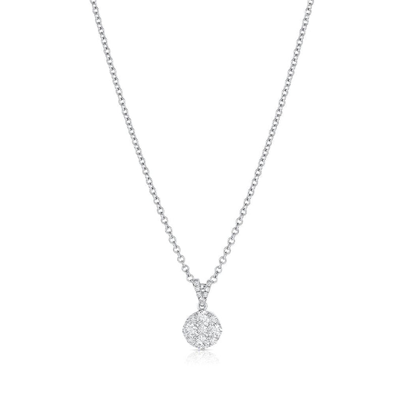 18K WHITE GOLD DIAMOND ROUND PENDANT