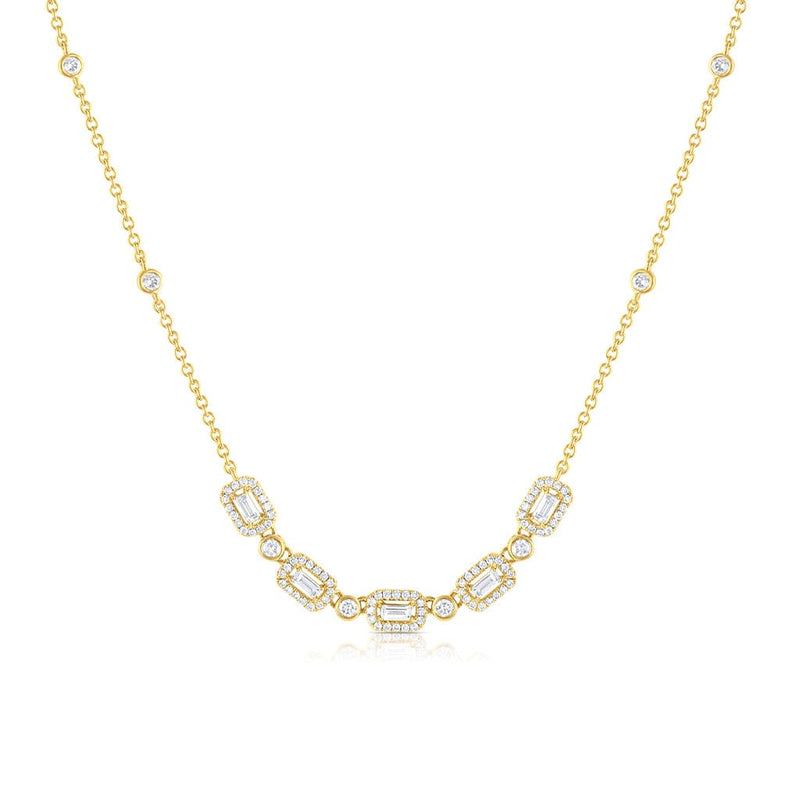 18k Yellow Gold 0.69ctw Diamond Rectangular Chain Necklace