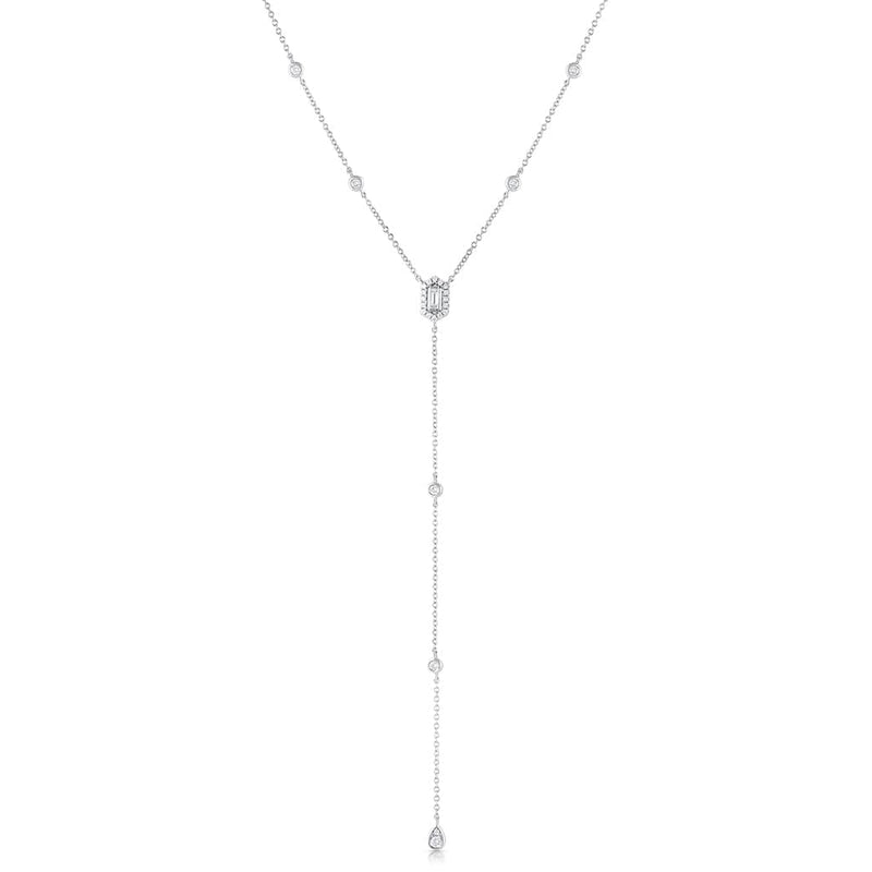 18k White Gold 0.40ctw Diamond Hexagon Drop Pendant Necklace