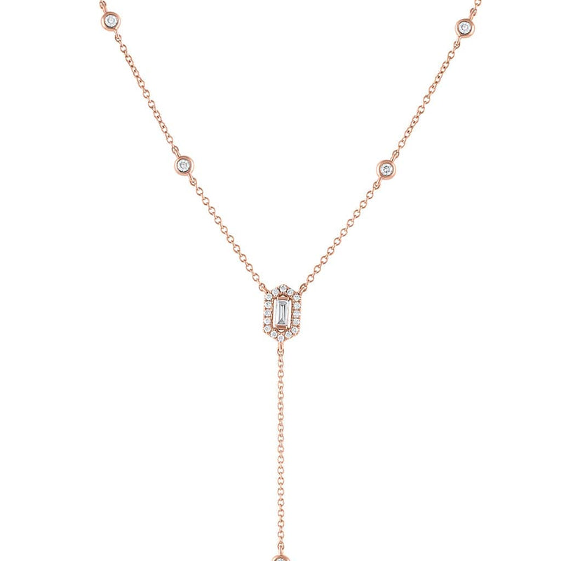 18k Rose Gold 0.36ctw Diamond Hexagon Drop Pendant Necklace