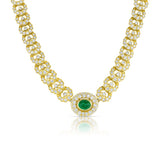 Harry Winston 18k Yellow Gold 4.53ct Cabochon Emerald Diamond Necklace