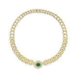 Harry Winston 18k Yellow Gold 4.53ct Cabochon Emerald Diamond Necklace