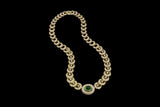 Harry Winston 18k Yellow Gold 4.53ct Cabochon Emerald Diamond Necklace