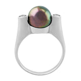 Estate Modern Pearl and Diamond Ring