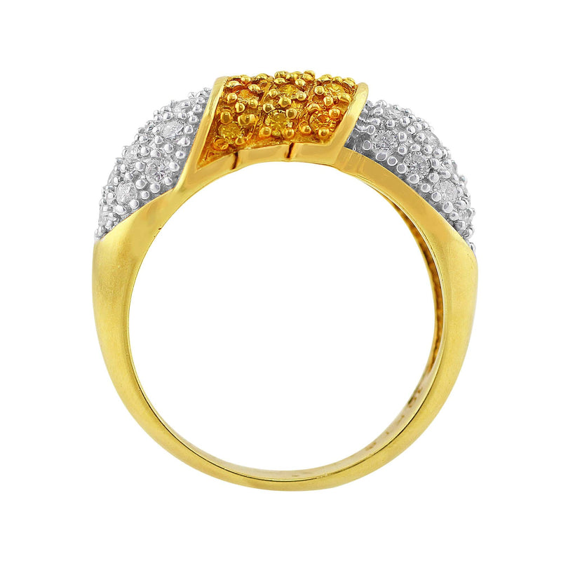Estate Yellow and White Pavé Diamond Ring
