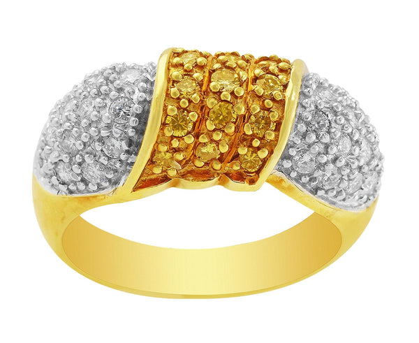 Estate Yellow and White Pavé Diamond Ring