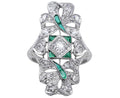 Platinum Estate Emerald and Diamond Panel Ring