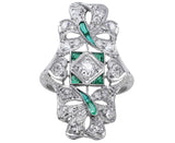 Estate Emerald and Diamond Panel Ring