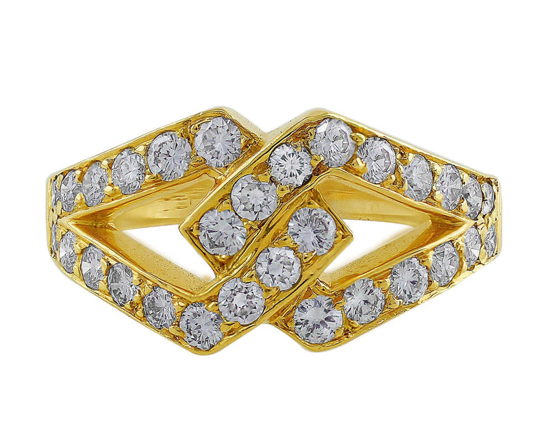 Estate Oscar Heyman Interlocked Diamond Yellow Gold Ring