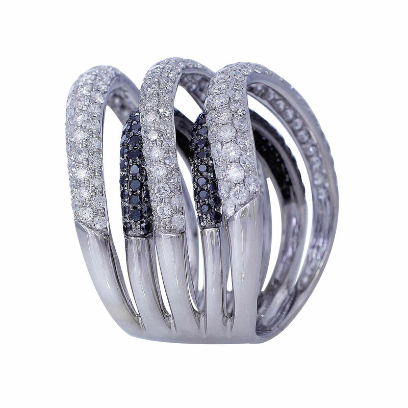 Pave Black and White Diamond Ring