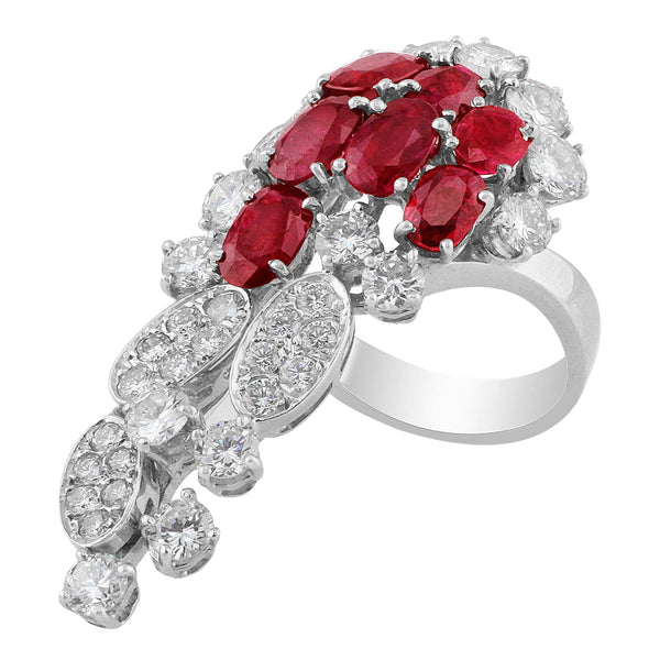 Estate Ruby Diamond Cluster Ring