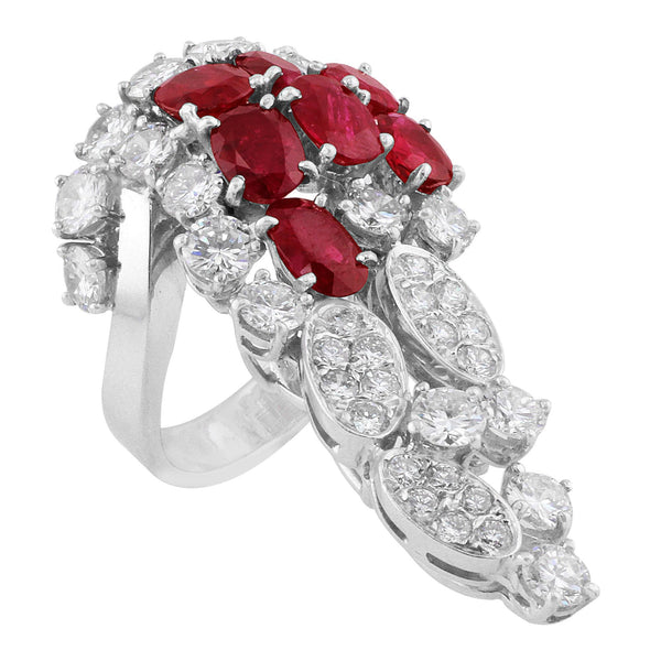 Estate Ruby Diamond Cluster Ring