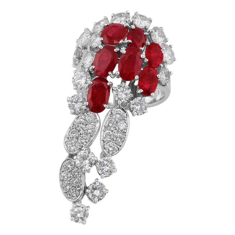 Estate Ruby Diamond Cluster Ring