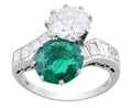Platinum Emerald Diamond Bypass Ring