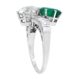 Estate Emerald Diamond Bypass Ring