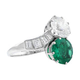 Estate Emerald Diamond Bypass Ring
