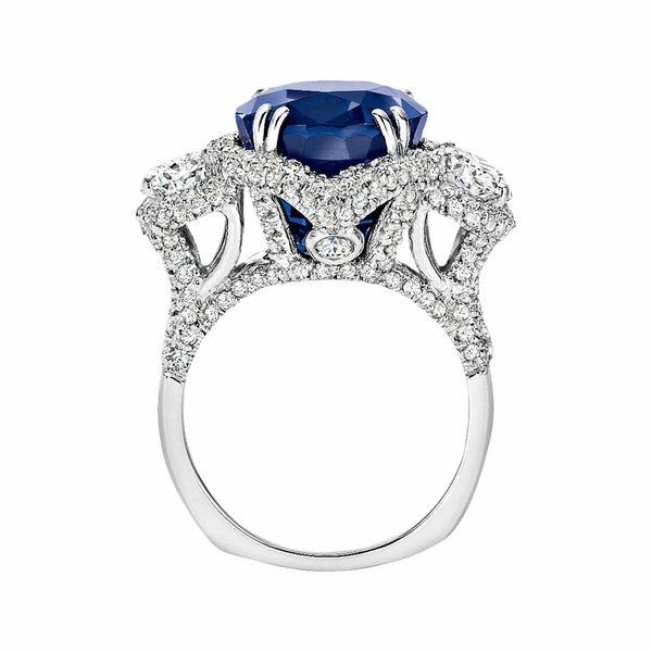 Burmese Sapphire Oval Diamond Ring, Gubelin-certified
