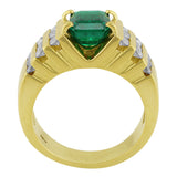 Estate Emerald Yellow Gold Diamond Ring