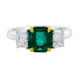 050024 Estate Platinum Emerald Diamond Ring