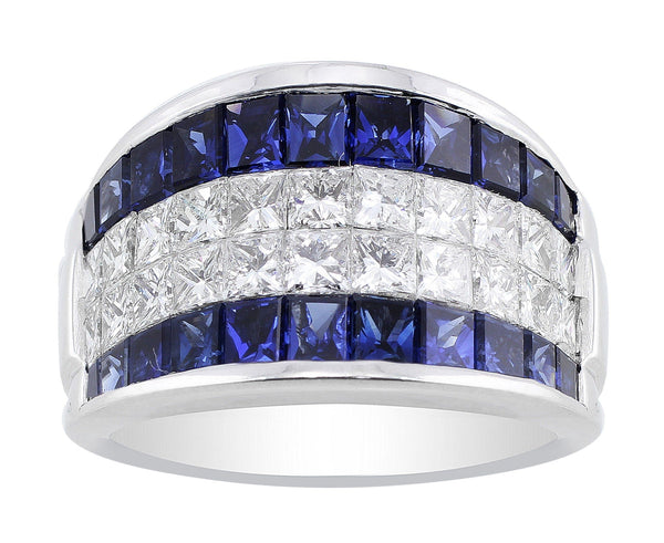 Invisibly set Sapphire and Diamond Ring