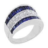 Invisibly set Sapphire and Diamond Ring