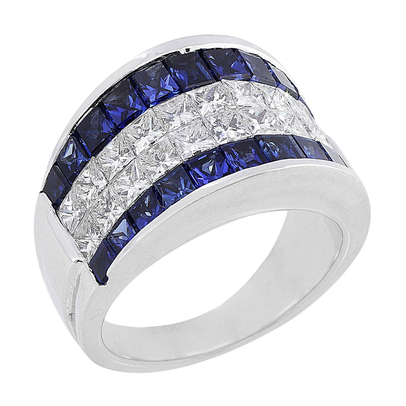 Invisibly set Sapphire and Diamond Ring