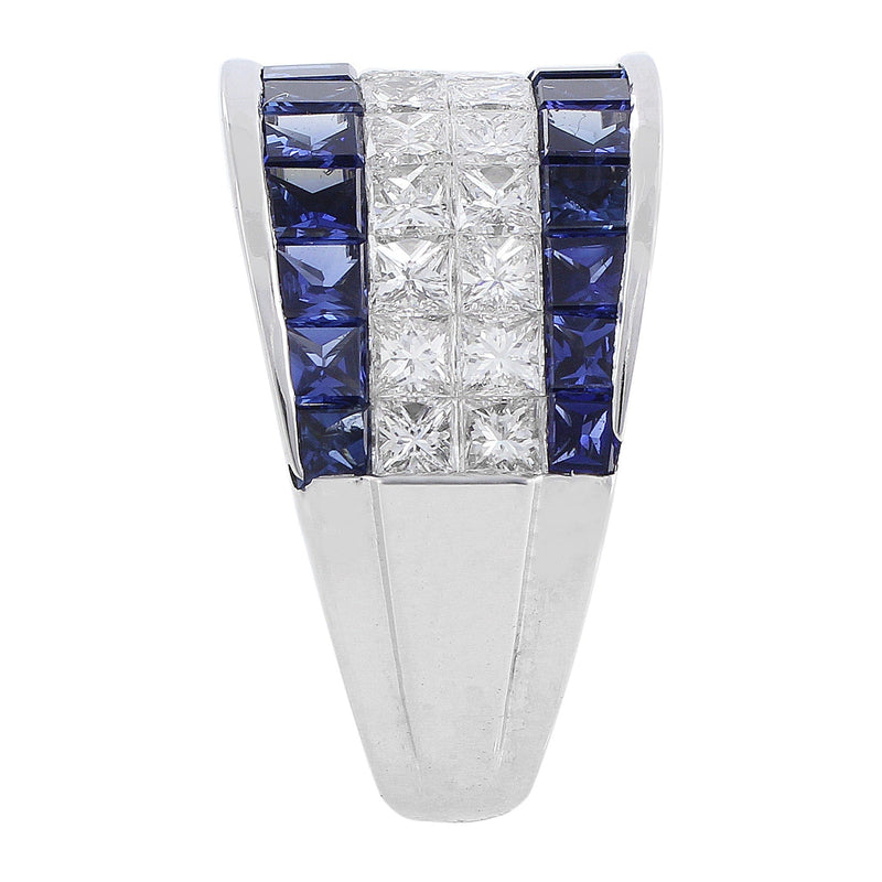 Invisibly set Sapphire and Diamond Ring