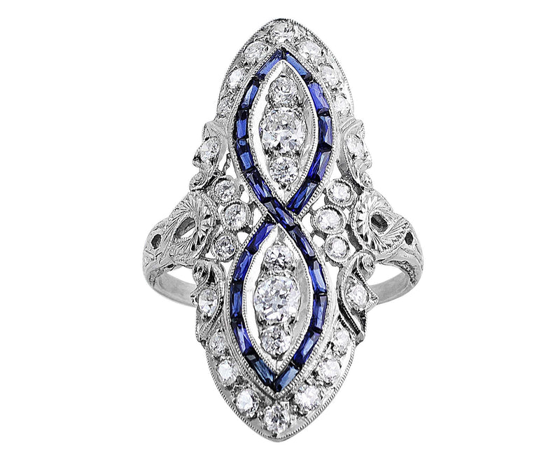 Vintage Sapphire and Diamond Infinity Ring