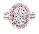 Pink and White Diamond Oval Cluster Ring