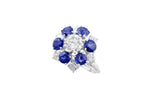 High Set Sapphire Diamond Flower Ring