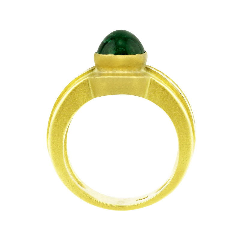 Estate Cabochon Emerald Diamond Ring