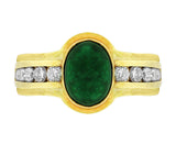 Estate Cabochon Emerald Diamond Ring